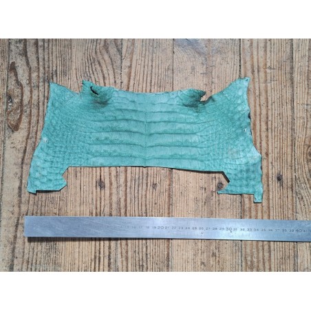 Morceau de cuir de crocodile véritable - vert - bijoux et accessoires - Cuir en stock
