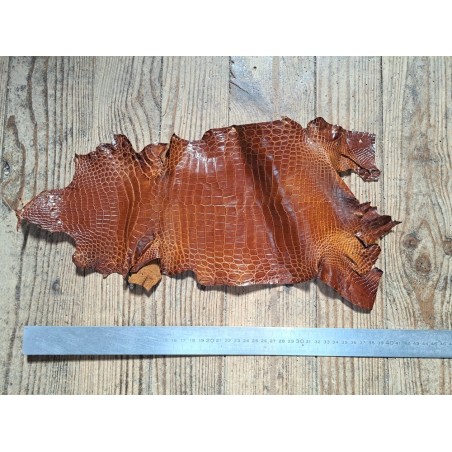 Peau de cuir de crocodile véritable - Brun roux
