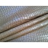 Bande de cuir de veau - effet croco - taupe - maroquinerie - cuir en stock