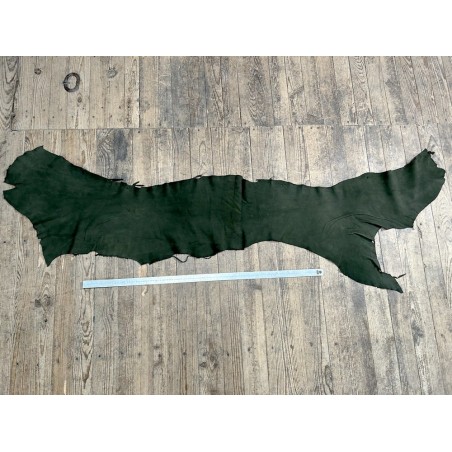Flanc de vache – Cuir NUBUCK vert forêt – Tannage minéral – Souple & élastique - 2ᵉ choix - Cuir en Stock