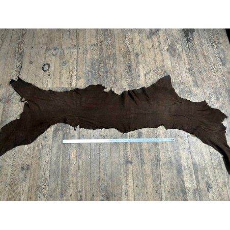 Flanc de vache – Cuir NUBUCK MARRON CHOCOLAT – Tannage minéral – Souple & élastique - 2ᵉ choix - Cuir en Stock