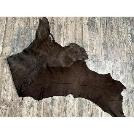 Flanc de vache – Cuir NUBUCK MARRON CHOCOLAT – Tannage minéral – Souple & élastique - 2ᵉ choix - Cuir en Stock