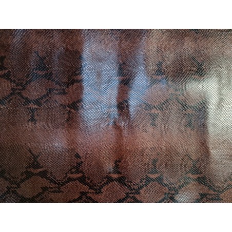 Demi peau de cuir de veau grain façon serpent - marron - maroquinerie - Cuir en Stock