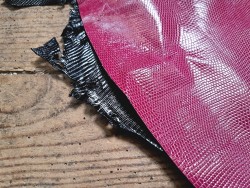 Lot de 2 peaux de cuir de lézard - B - Rose/Noir