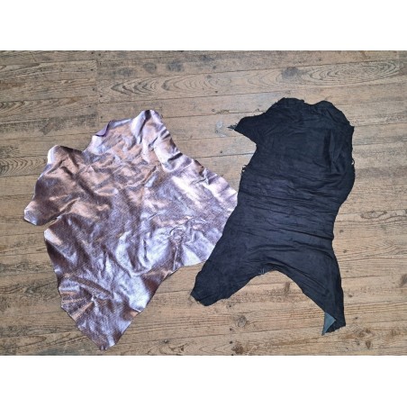 Lot de 2 peaux uniques - Cuir de chèvre et d'agneau -D-