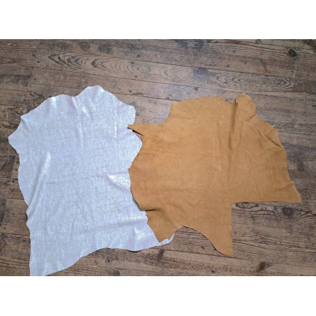 Lot de 2 peaux uniques - Cuir d'agneau et de chèvre -L- Cuir en Stock