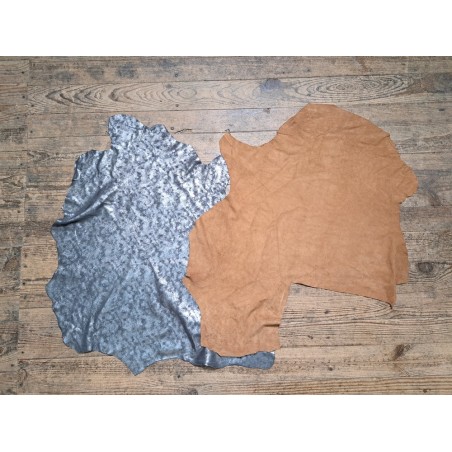 Lot de 2 peaux uniques - Cuir d'agneau et de chèvre -M- Cuir en Stock