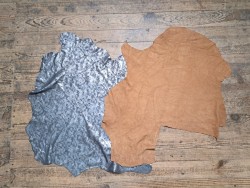 Lot de 2 peaux uniques - Cuir d'agneau et de chèvre -M- Cuir en Stock