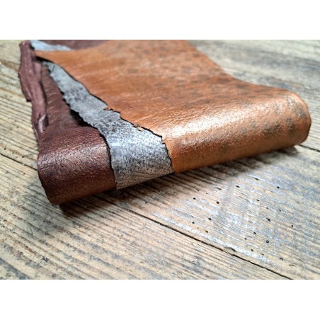 lot x3 peaux de cuir de loup de mer uniques - camaïeu - maroquinerie - cuirenstock