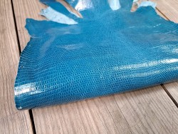 Grande peau de cuir de lézard - Bleu océan - Cuirenstock