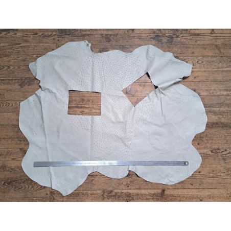 Peau de cuir d'autruche - Gris perle - Maroquinerie - Cuir en Stock