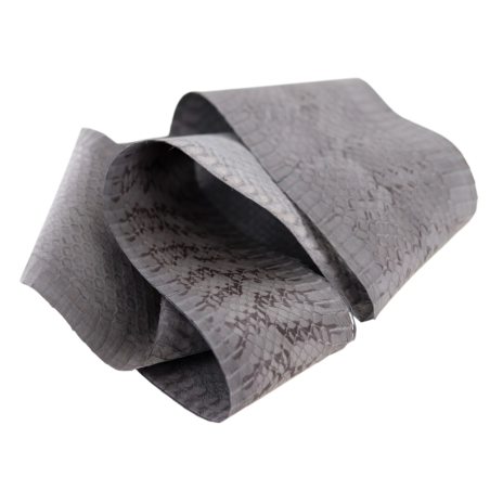 Peau de cuir de serpent cobra cirée - Gris acier - Cuir en Stock