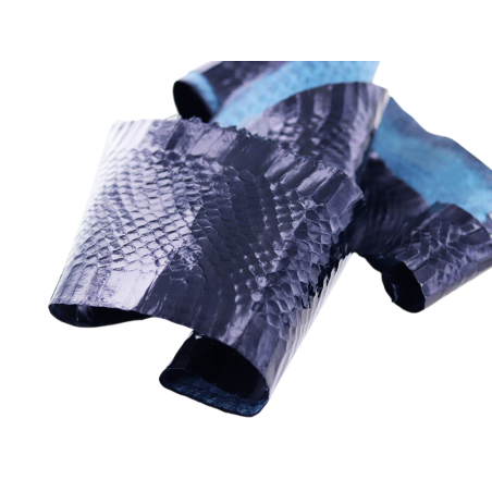 Peau de cuir de serpent - Bleu marine - Cuir en Stock