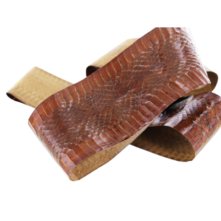 Peau de cuir de serpent - Marron - Cuir en Stock
