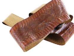 Peau de cuir de serpent - Marron - Cuir en Stock