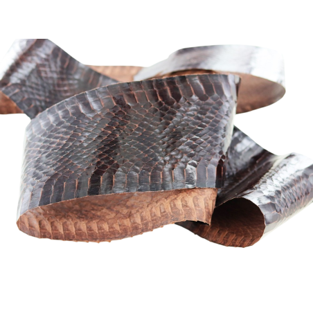 Peau de cuir de serpent - Brun - Cuir en Stock