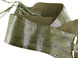 Peau de cuir de serpent - Vert kaki - accessoires - Cuir en stock