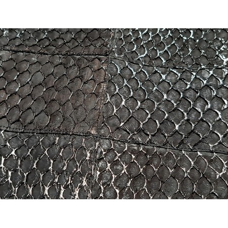 Peau de cuir de poisson tilapia noir mat - cuir en stock