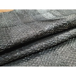 Peau de cuir de poisson tilapia noir mat - cuirenstock
