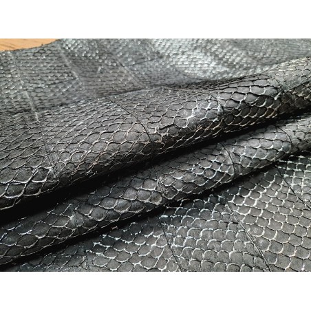 Peau de cuir de poisson tilapia noir mat - cuirenstock