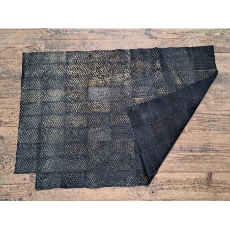 Tapis en cuir de Tilapia cousu - Noir Doré - Cuir en Stock