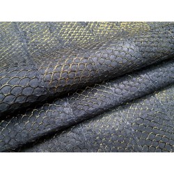 Peau de cuir de poisson tilapia noir mat - cuirenstock