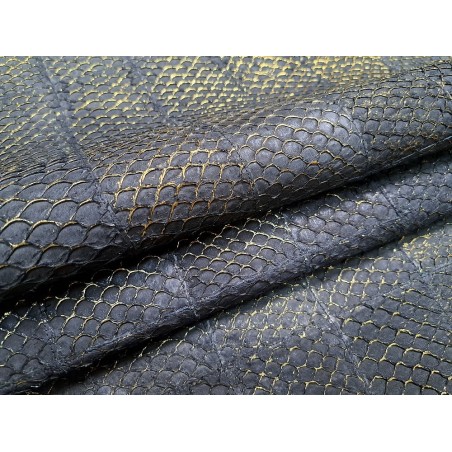 Peau de cuir de poisson tilapia noir mat - cuirenstock