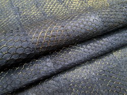 Peau de cuir de poisson tilapia noir mat - cuirenstock