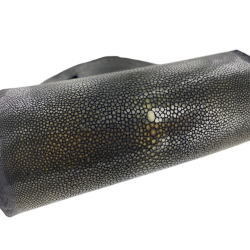 Peau de cuir de galuchat véritable exotique - Noir/jaune