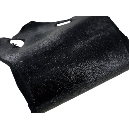 Peau de cuir de galuchat véritable - Noir pailleté