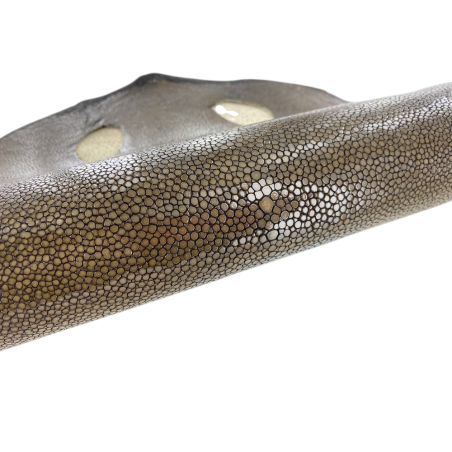 Peau de cuir de galuchat véritable - Brun tabac - Cuir en Stock