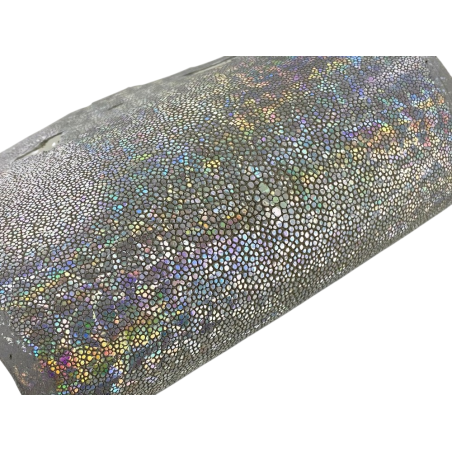 Peau de cuir de galuchat véritable exotique - Gris argenté néon