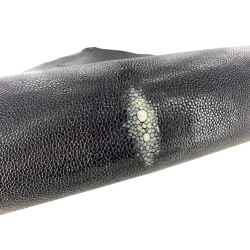 Grande peau de cuir de galuchat - Noir perle blanchie