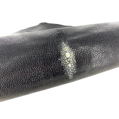 Grande peau de cuir de galuchat - Noir perle blanchie