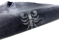 Peau de cuir de galuchat véritable - Noir scorpion - Cuir en Stock