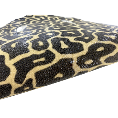 Peau de cuir de galuchat véritable - Léopard beige - Cuir en Stock