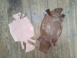 Lot de 2 peaux de cuir de lézard - C - Rose pâle/Café