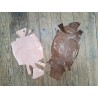 Lot de 2 peaux de cuir de lézard - C - Rose pâle/Café