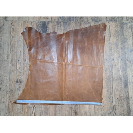 Demi-peau de cuir de vachette pullup ciré - Brun - C