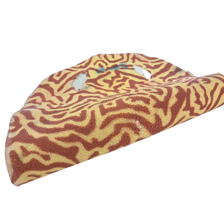 Peau de galuchat - perle centrale - cuir exotique - zèbre - Cuir en stock