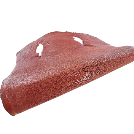 Peau de galuchat - perle centrale - cuir exotique - irisé pourpre  - Cuir en Stock