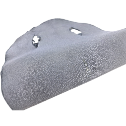 Peau de galuchat - perle centrale - cuir exotique - argent pailleté  - Cuir en Stock