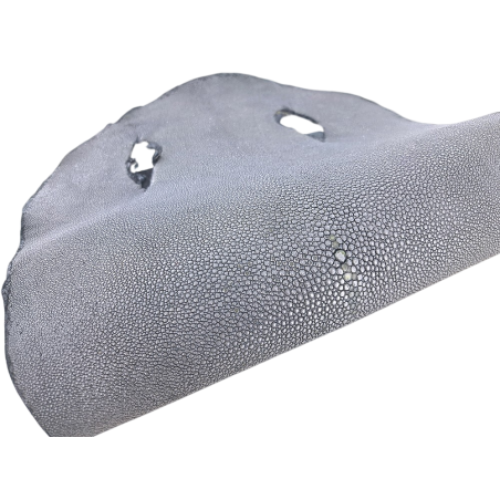 Peau de galuchat - perle centrale - cuir exotique - argent pailleté  - Cuir en Stock