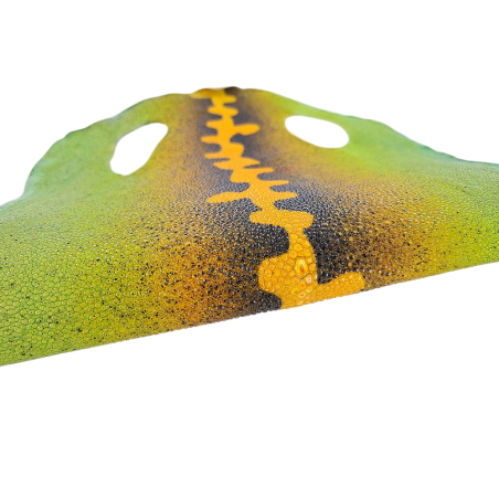 Peau de galuchat - perle centrale - cuir exotique - salamandre Vert/jaune  - Cuir en Stock