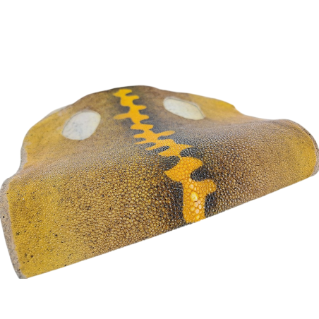 Peau de galuchat - perle centrale - cuir exotique - salamandre jaune  - Cuir en Stock