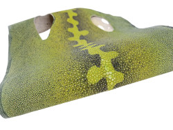 Peau de galuchat - perle centrale - cuir exotique - salamandre Vert  - Cuir en Stock