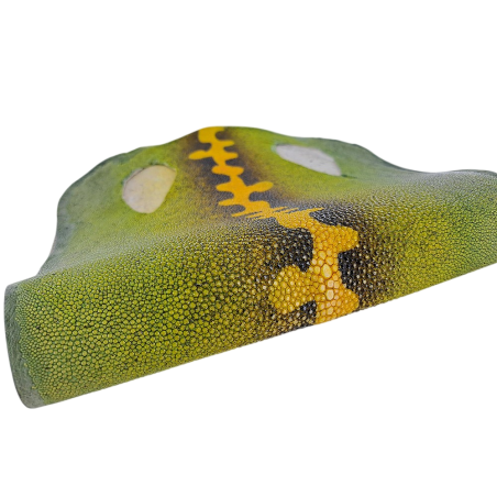 Peau de galuchat - perle centrale - cuir exotique - salamandre Vert  - Cuir en Stock