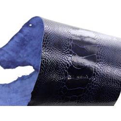 peau de cuir d'autruche bleu france brillant maroquinerie accessoire luxe exotique cuirenstock
