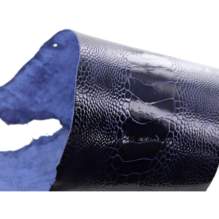 peau de cuir d'autruche bleu france brillant maroquinerie accessoire luxe exotique cuirenstock