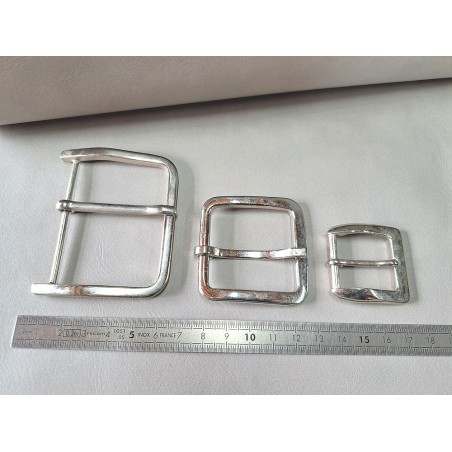 LOT de 3 boucles de ceinture - i - Nickelé -  25mm / 40mm / 60mm